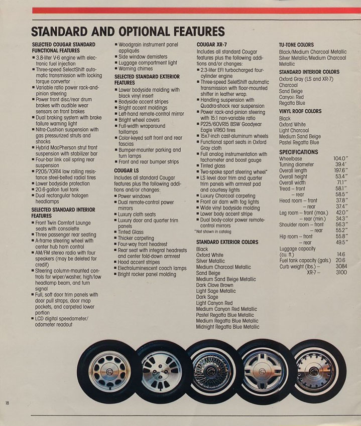 1985 Mercury Cougar Brochure Page 9